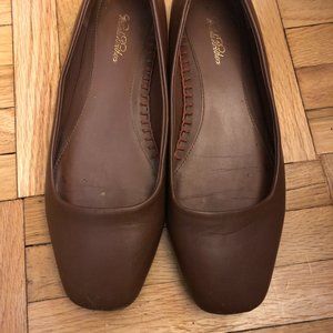 Brooks Brothers Square Toe Brown Leather Flats